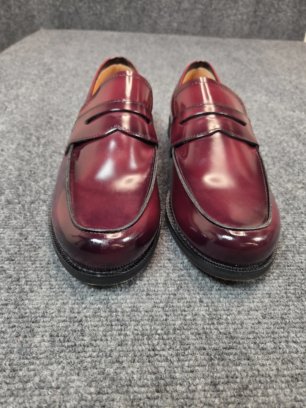 Express Men's Burgundy Leather Penny Loafers Shoes